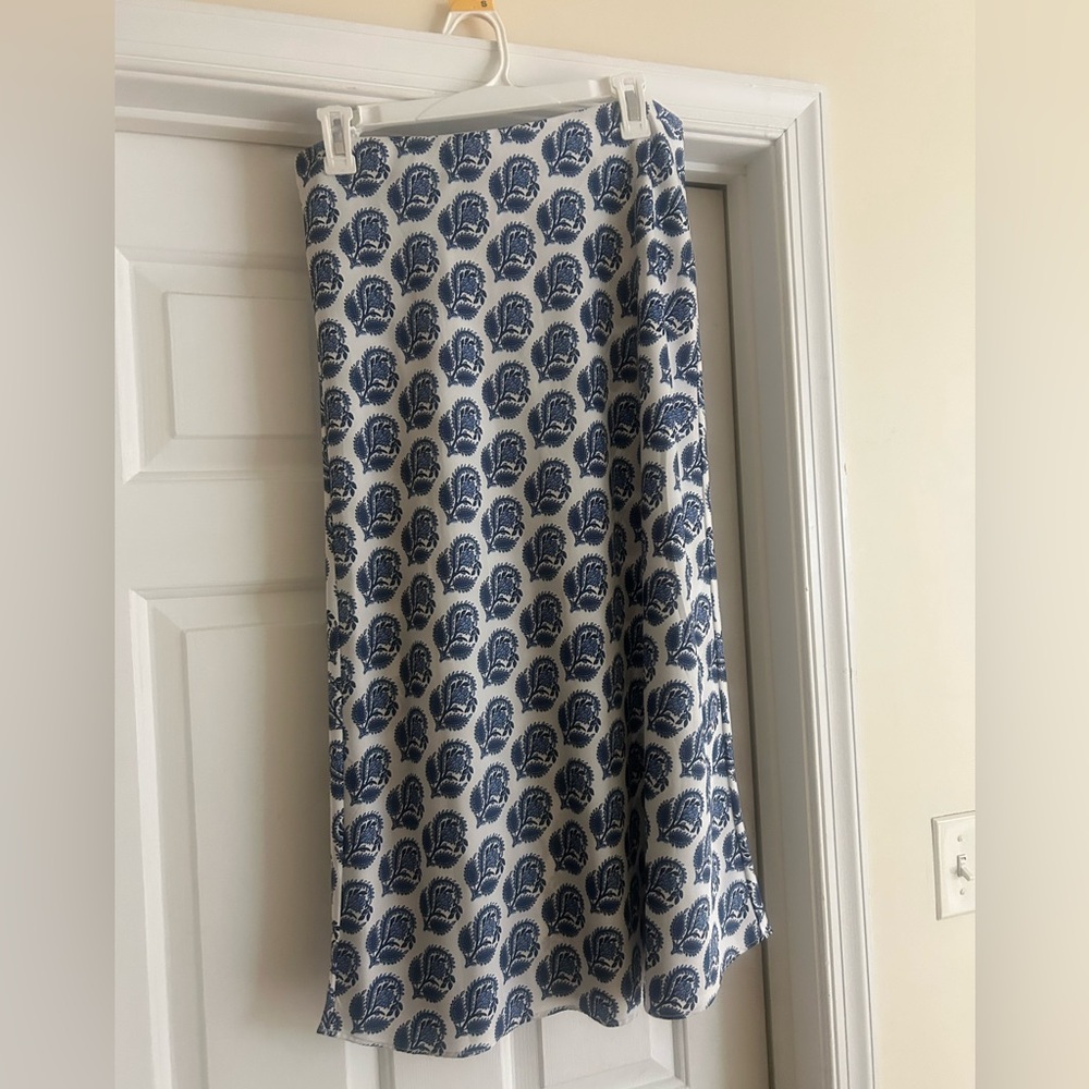 J. Crew Blue and White Midi Skirt